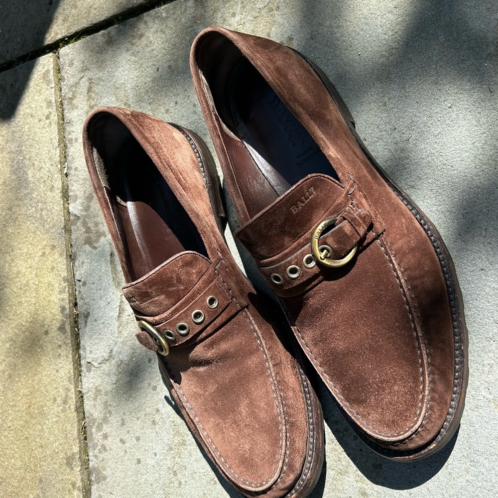 Bally - Suede Loafers, Chestnut Brown, Rubber Sole - Picture 2 of 7